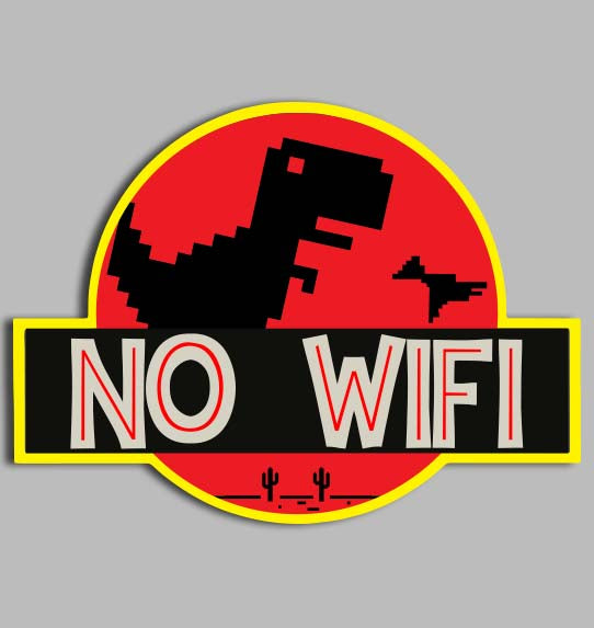 Jurassic Park Parody No Wifi Sticker-0