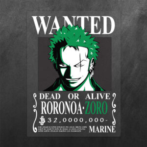 Wanted Roronoa Zoro One Piece Vinyl Decal Sticker
