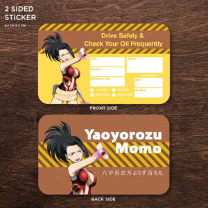 Yaoyorozu Momo Double Sided Drive Safely & Check Oil Frequently Vinyl Decal Sticker