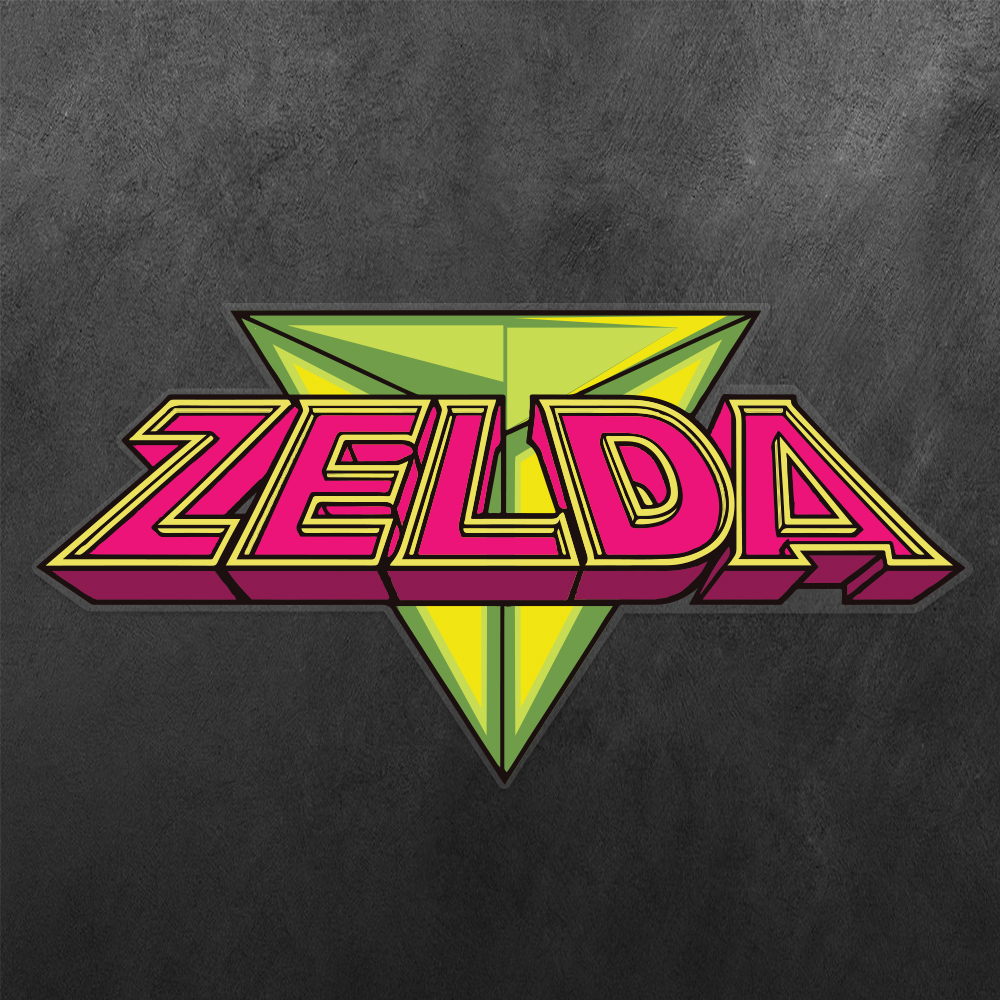 Retro 80s Zelda Triforce Sticker - Neon Pink & Green Gamer Vinyl Decal Sticker