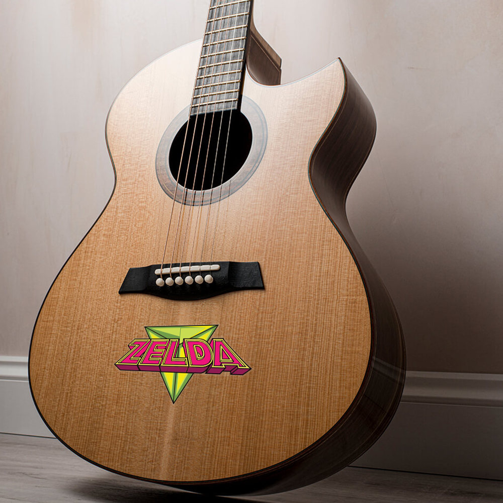 Retro 80s Zelda Triforce Sticker - Neon Pink & Green Gamer Vinyl Decal Sticker - Image 2
